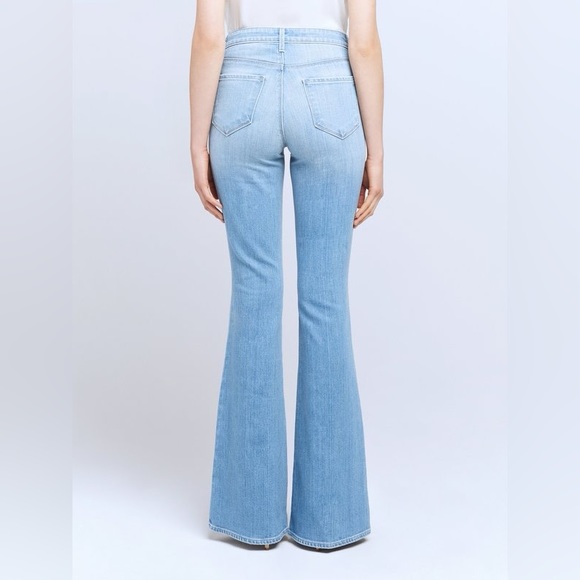 L'AGENCE Bell High Rise Flare Denim Jeans Ashford Wash Light Blue 27 - Picture 3 of 16